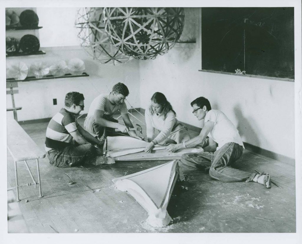 Buckminster Fuller’s Architecture class, 1949 Summer Institute, Black Mountain College Courtesy of Western Regional Archives, State Archives of NC.